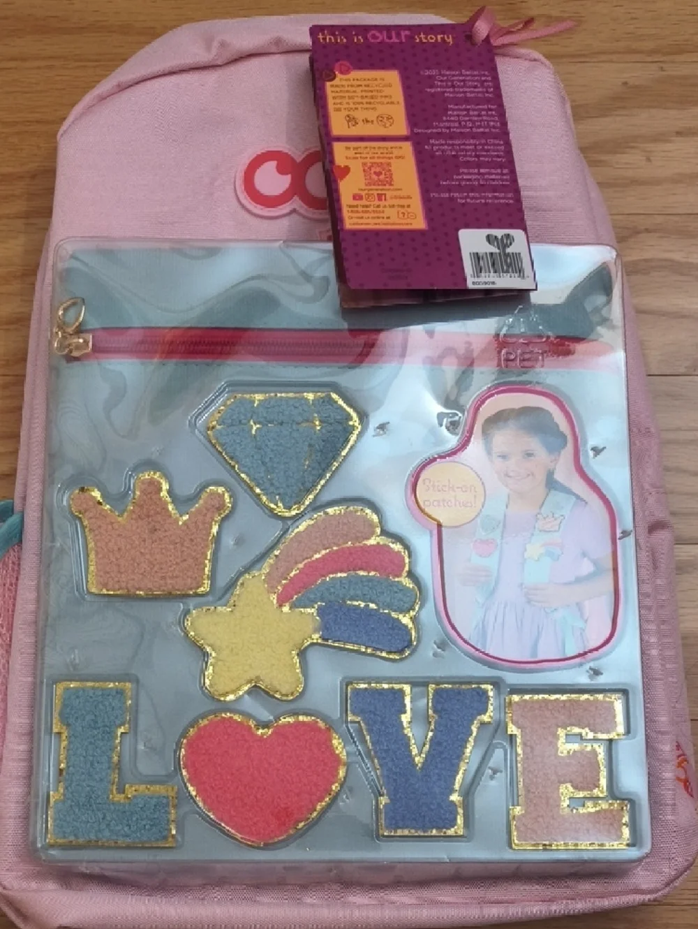 Our Generation Kids Backpack w/ Stick On Patches 11x15 NWT